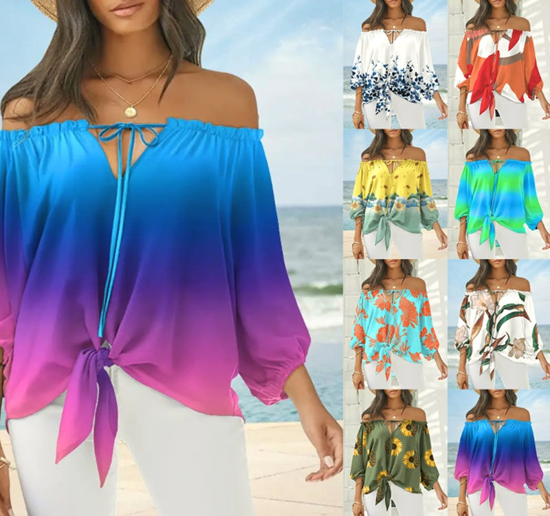 Chic Off Shoulder Printed Top Elizabeth Ainsley