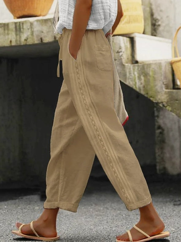 Pantalon court élégant en coton et lin Amélie Morin
