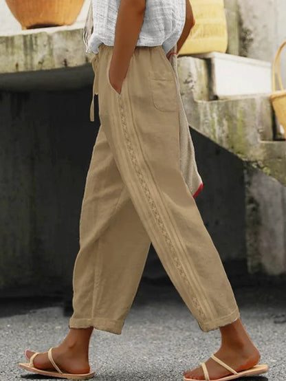 Pantalon court élégant en coton et lin Amélie Morin