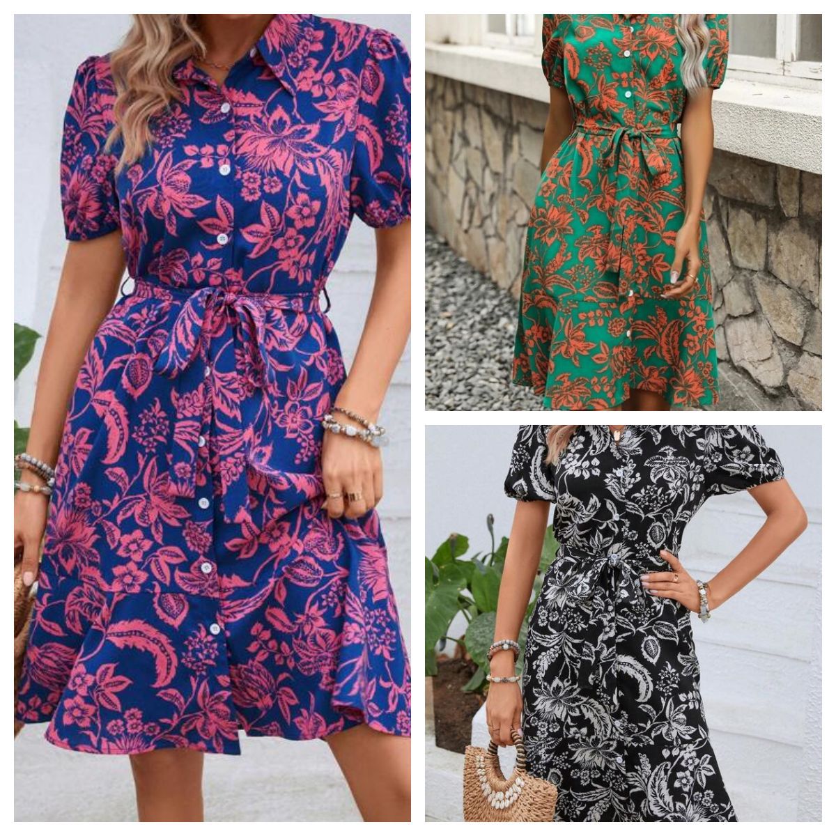 Robe chemise d'été à boutons fleuris Amélie Morin