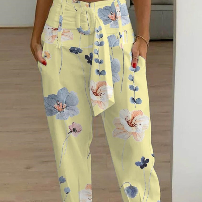 Pantalon court en lin fleuri Amelie Morin Femme