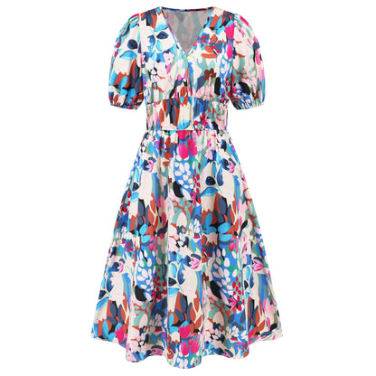 Robe bohème fleurie à col en V signée Amélie Morin