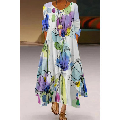 Robe trapèze florale artistique par Amélie Morin