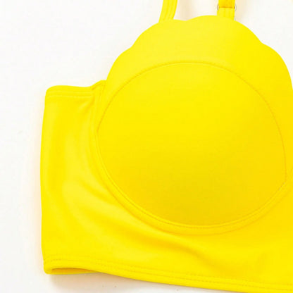 Bikini taille haute à motif feuille d'érable éclatante par Amélie Morin