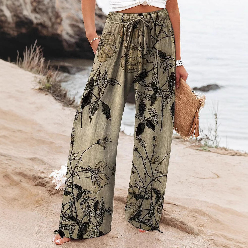 Pantalon de yoga taille haute à fleurs par Amélie Morin