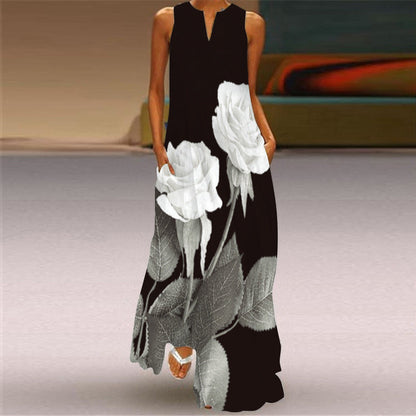 Robe longue imprimée rétro par Amélie Morin