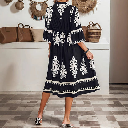 Robe bohème à imprimé et col en V Amélie Morin