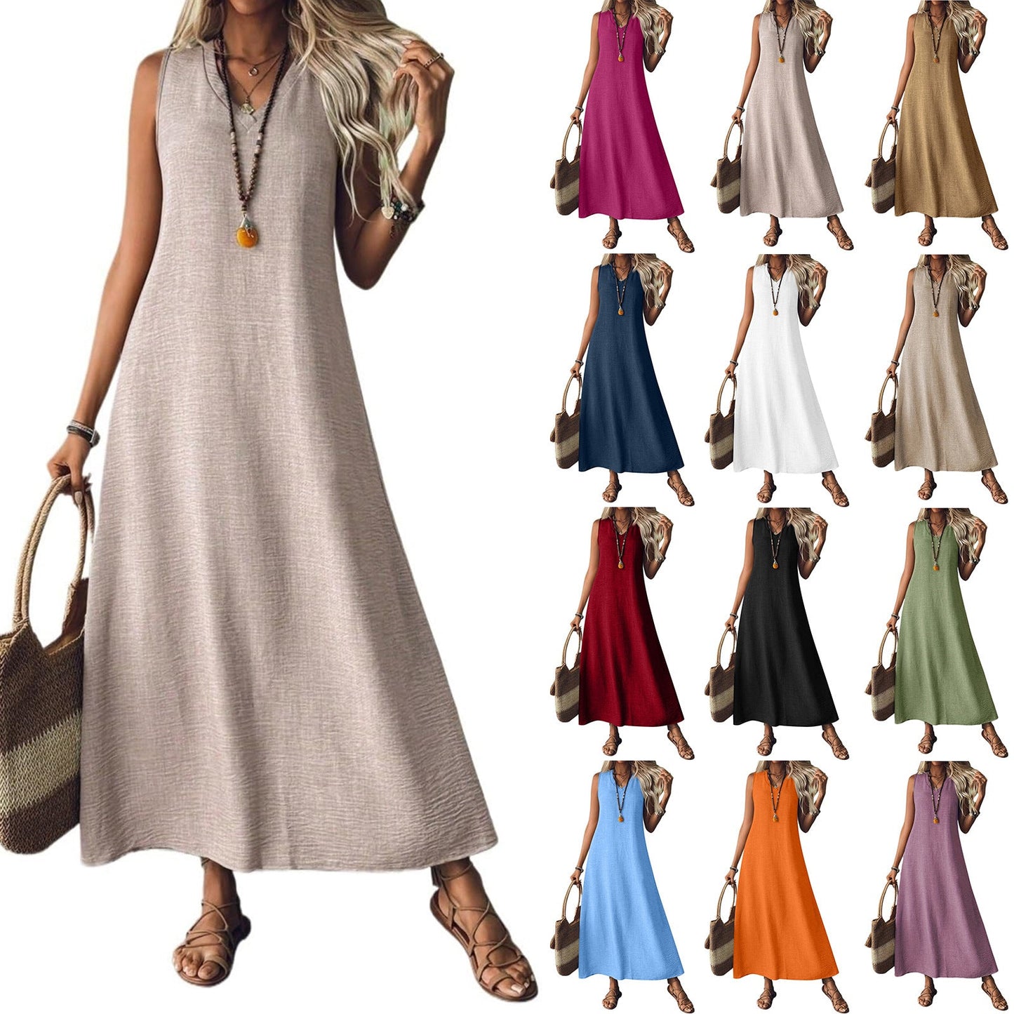 Robe sans manches en chanvre chic Amélie Morin