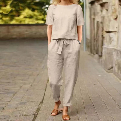 Ensemble en lin vintage par Amélie Morin - Tenue Capri d'été