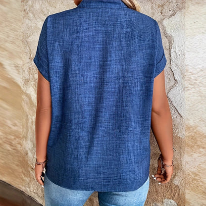 Blouse élégante Amelie Morin à col V cranté et manches chauve-souris