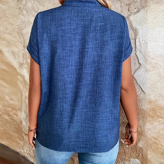 Blouse élégante Amelie Morin à col V cranté et manches chauve-souris