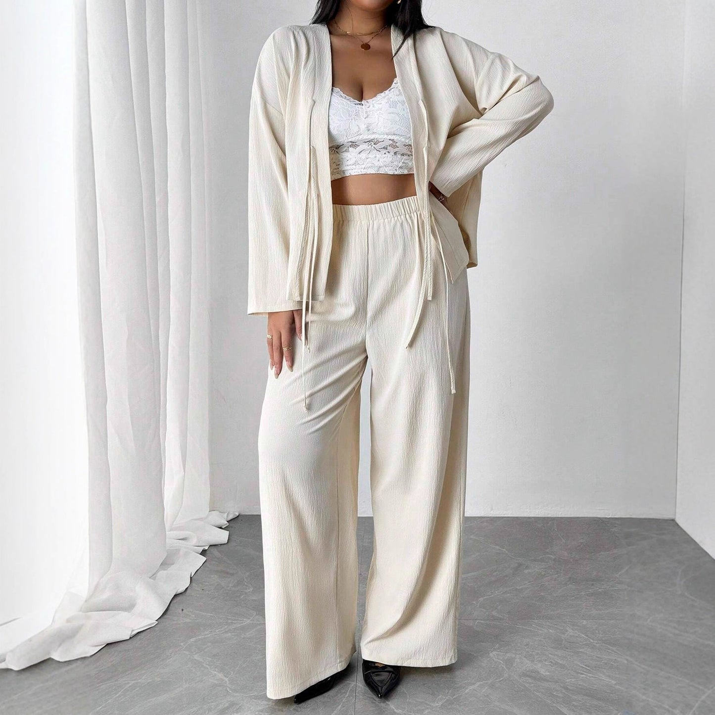 Ensemble lounge élégant couleur abricot Amélie Morin Vêtements pour femmes