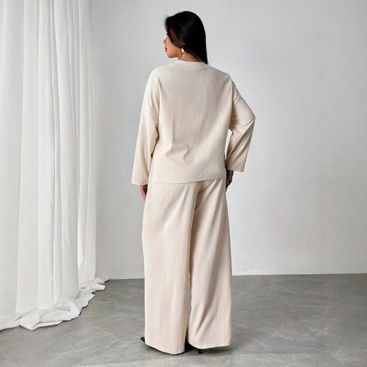 Ensemble lounge élégant couleur abricot Amélie Morin Vêtements pour femmes