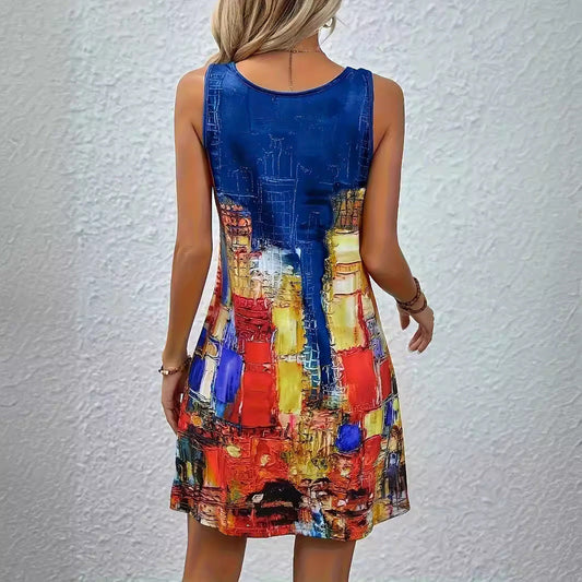 Robe trapèze d'été à imprimé vibrant Amélie Morin