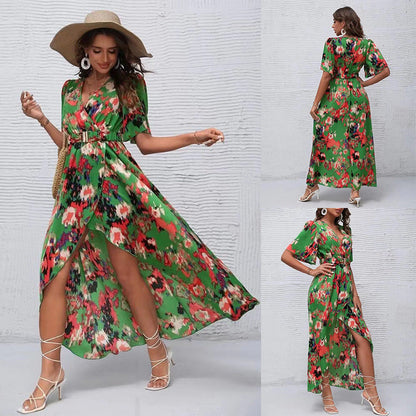 Robe asymétrique à col en V éclatante signée Amélie Morin