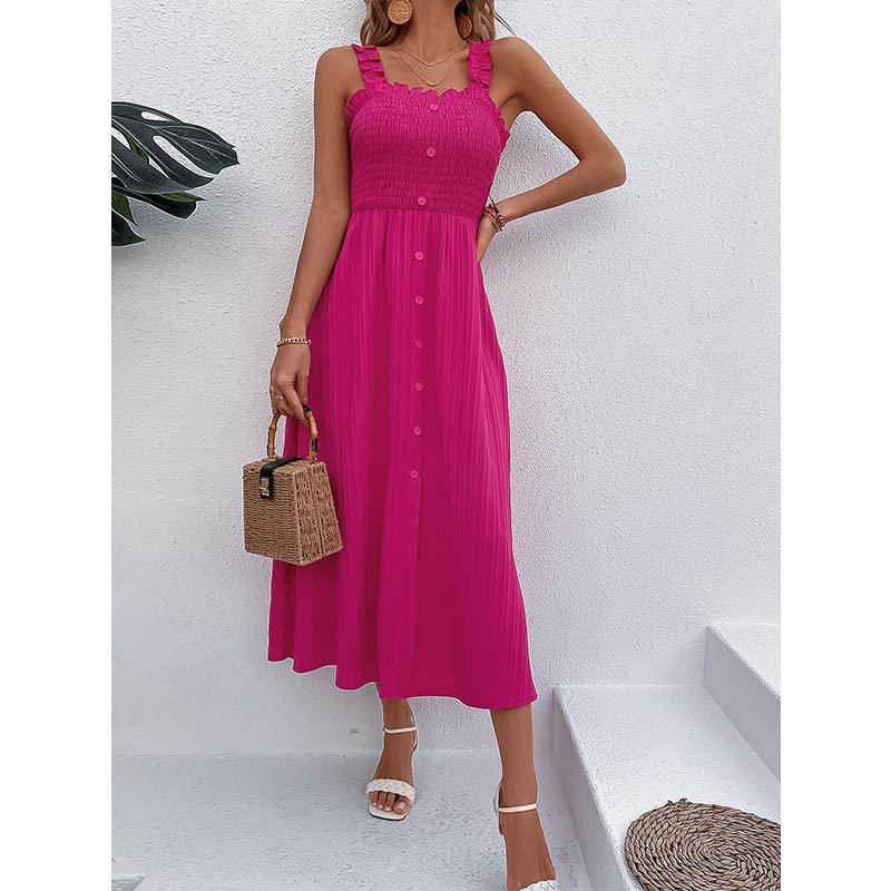 Robe taille haute rose chic par Amélie Morin