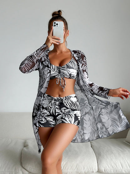 Ensemble bikini trois pièces Amélie Morin à imprimé vibrant