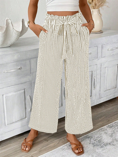 Pantalon rayé à jambes droites par Amélie Morin