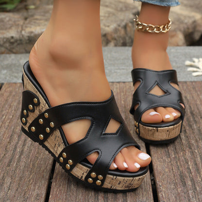 Chic Rivet Platform Sandals Elizabeth Ainsley