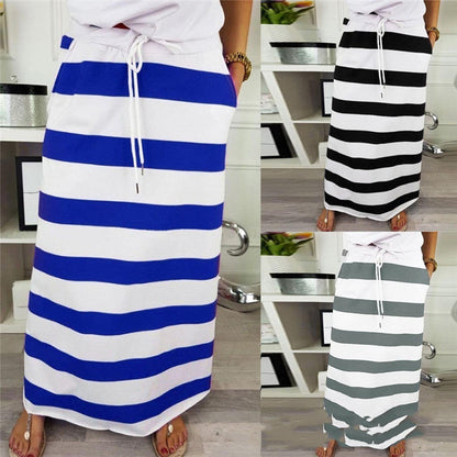 Striped Cotton A-Line Skirt by Elizabeth Ainsley