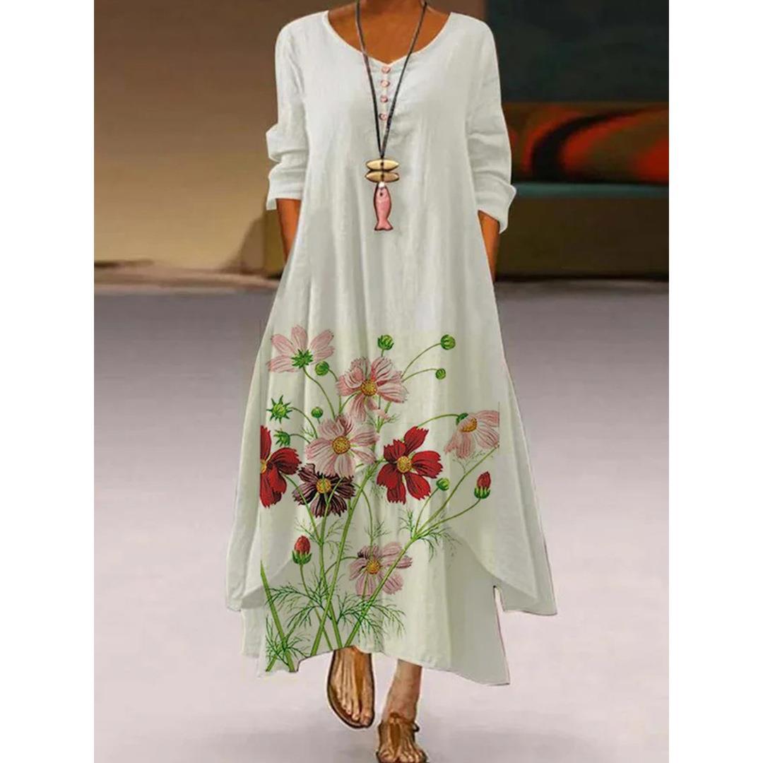 Robe trapèze florale artistique par Amélie Morin