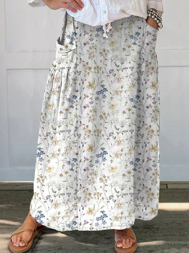 Jupe à poches rétro à fleurs Amelie Morin pour tous les jours
