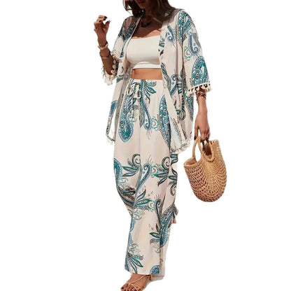 Ensemble cardigan et pantalon imprimé chic Amélie Morin