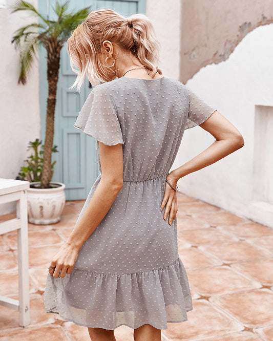 Robe grise à volants chic signée Amélie Morin