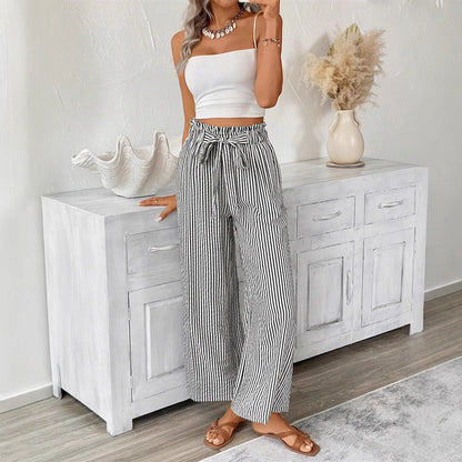 Pantalon rayé à jambes droites par Amélie Morin