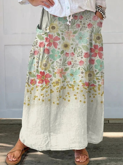Jupe à poches rétro à fleurs Amelie Morin pour tous les jours
