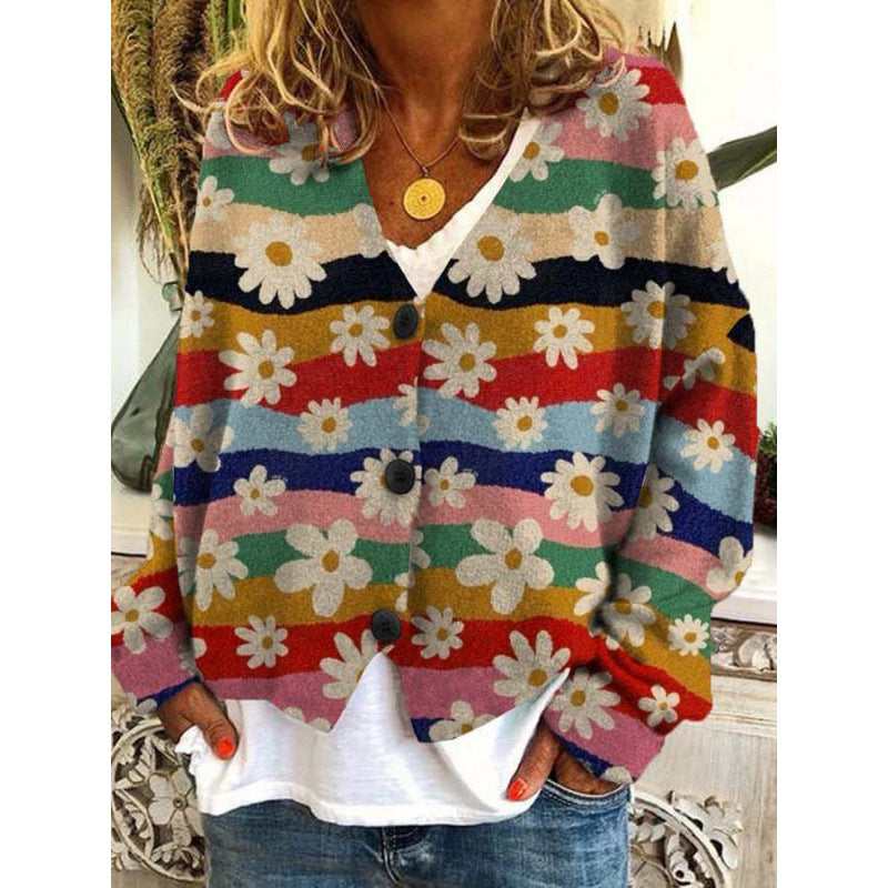 Cardigan décontracté Amelie Morin à imprimé abstrait vibrant