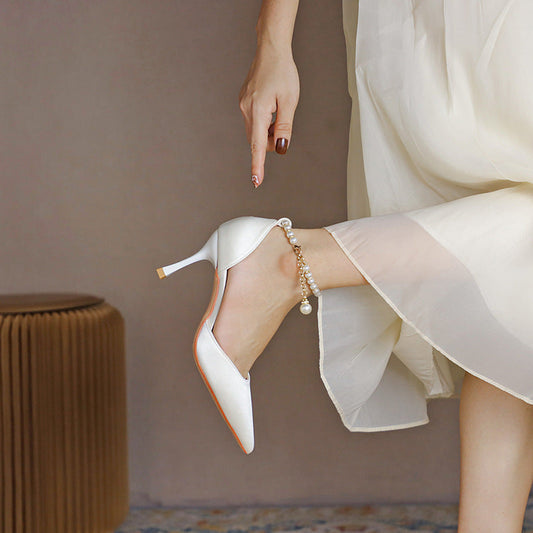 Elegant Elizabeth Ainsley Satin Tassel Stiletto Heels