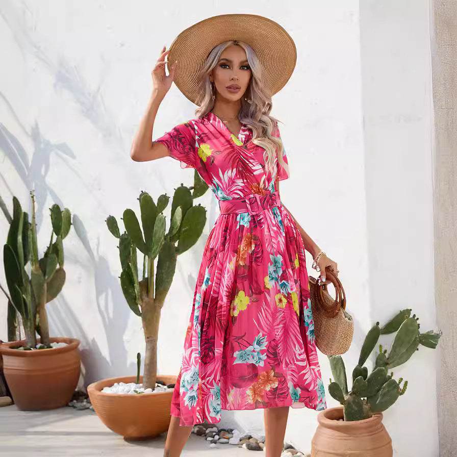 Robe midi d'été Amelie Morin à imprimé floral éclatant