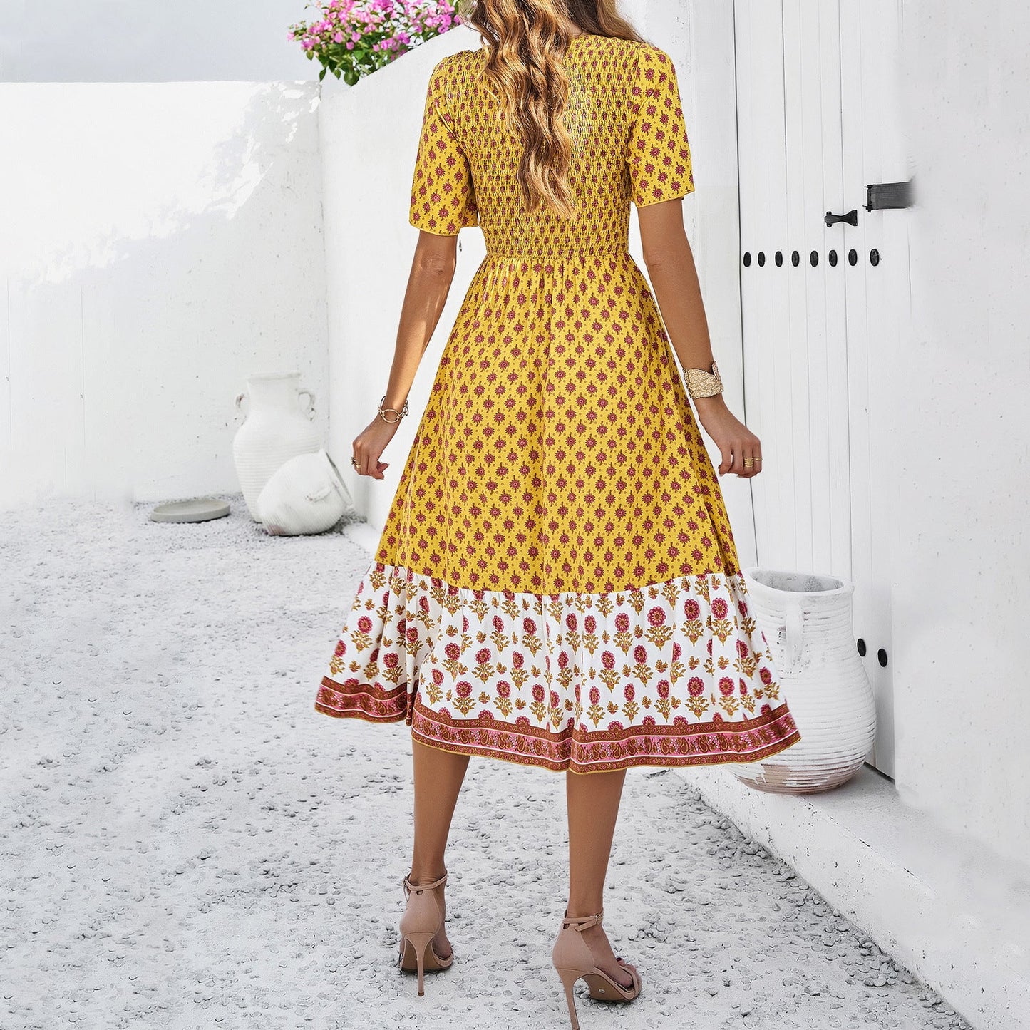 Robe midi d'été imprimée bohème Amelie Morin