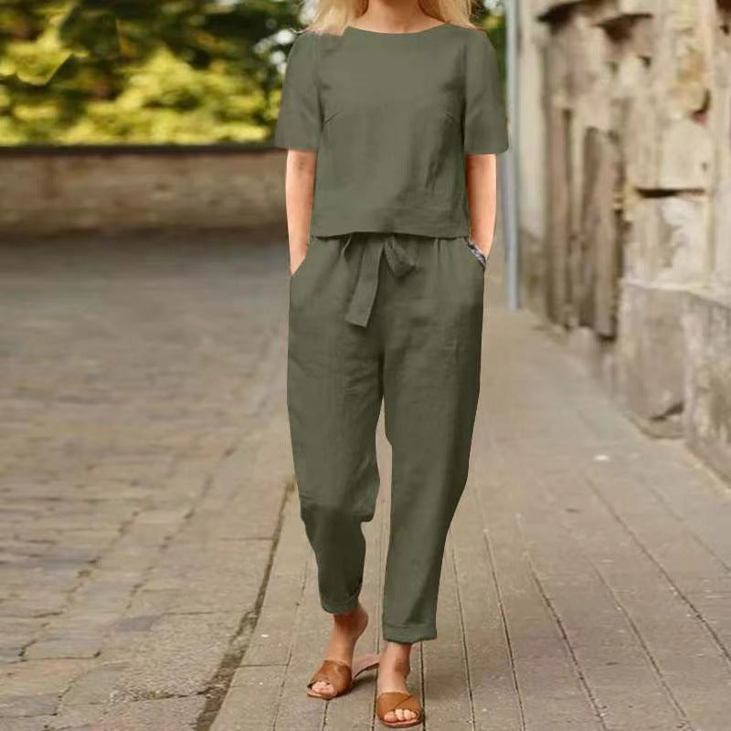 Ensemble en lin vintage par Amélie Morin - Tenue Capri d'été