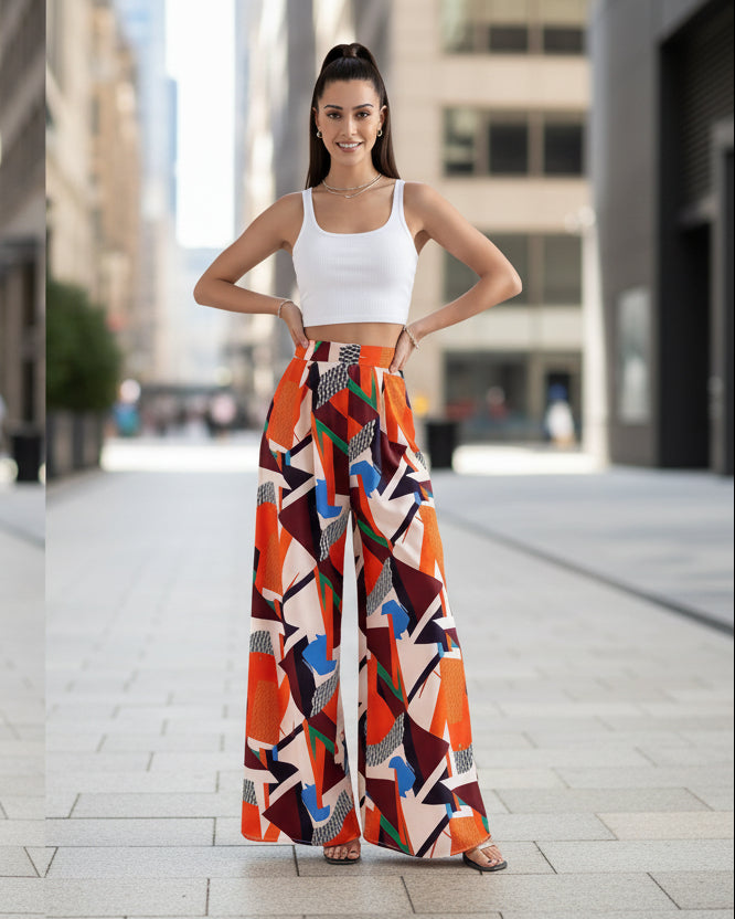 Pantalon bootcut imprimé vibrant Amelie Morin