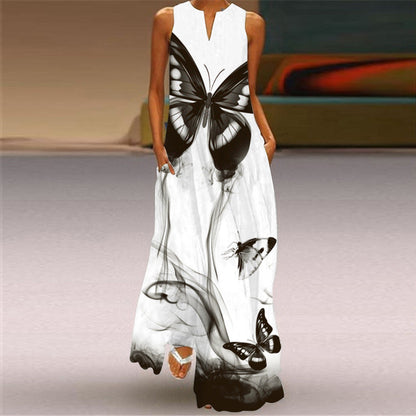 Robe longue chic à imprimé papillon Amelie Morin