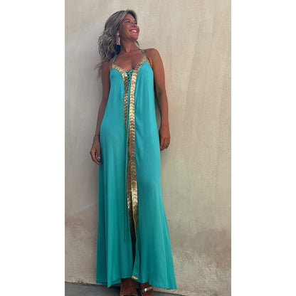 Robe élégante à lacets et col halter signée Amélie Morin