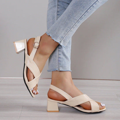 Sandales chics à talons carrés Amelie Morin, bride cheville