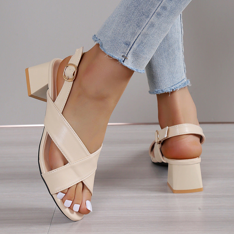 Sandales chics à talons carrés Amelie Morin, bride cheville