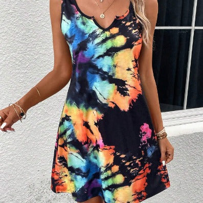 Robe tie-dye à col en V éclatante Amélie Morin