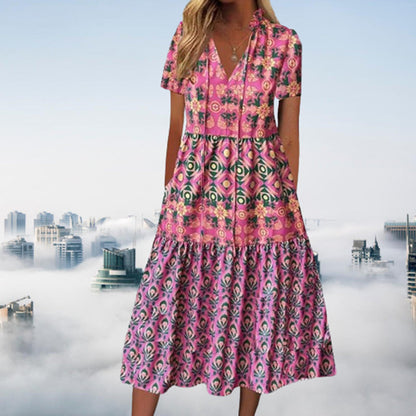 Robe midi d'été imprimée et vibrante Amelie Morin