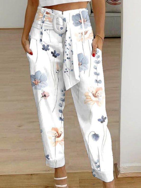 Pantalon court en lin fleuri Amelie Morin Femme