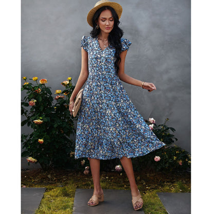Robe midi fleurie chic signée Amélie Morin