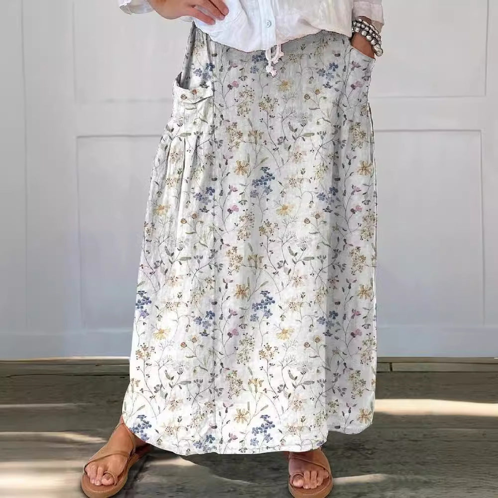 Jupe à poches rétro à fleurs Amelie Morin pour tous les jours