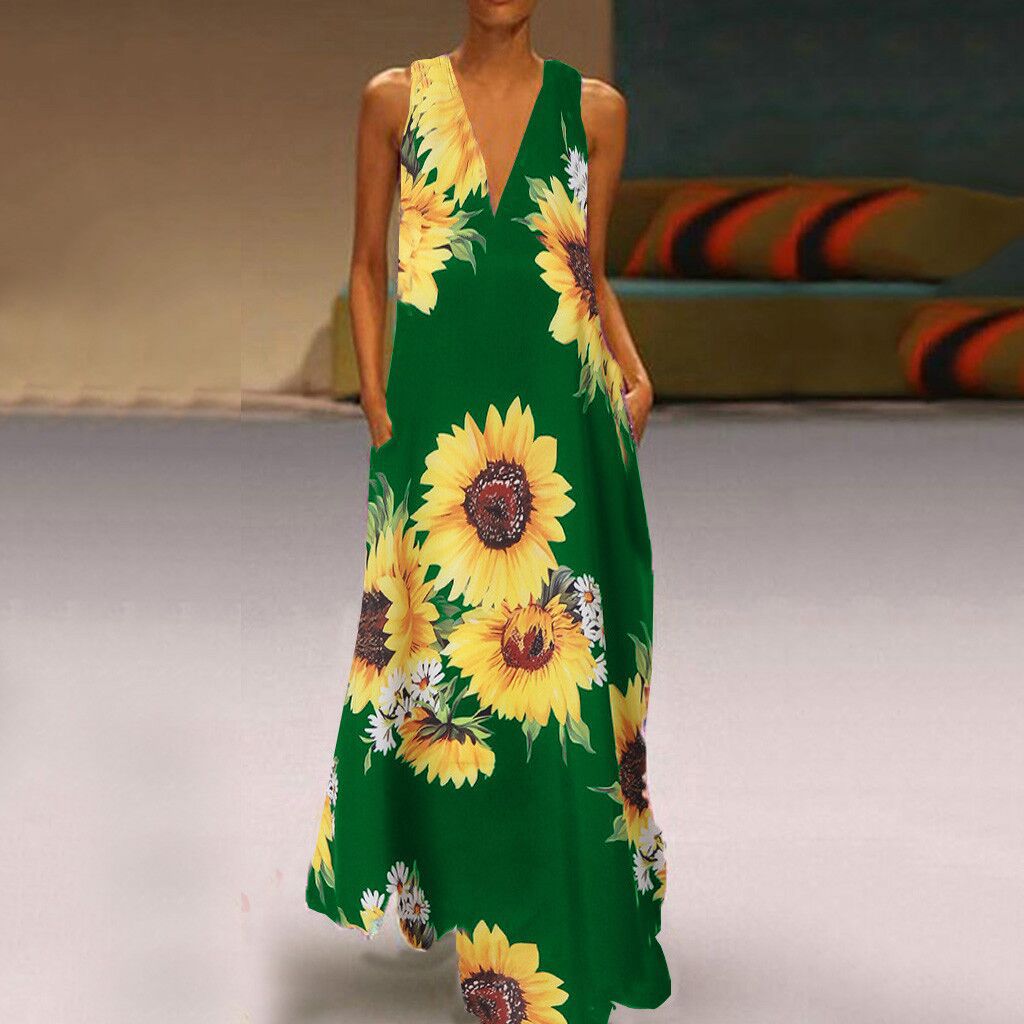 Robe maxi sans manches à fleurs bohèmes Amelie Morin