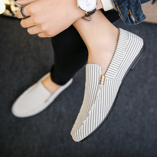 Striped Canvas Loafers Elizabeth Ainsley Men's Shoes