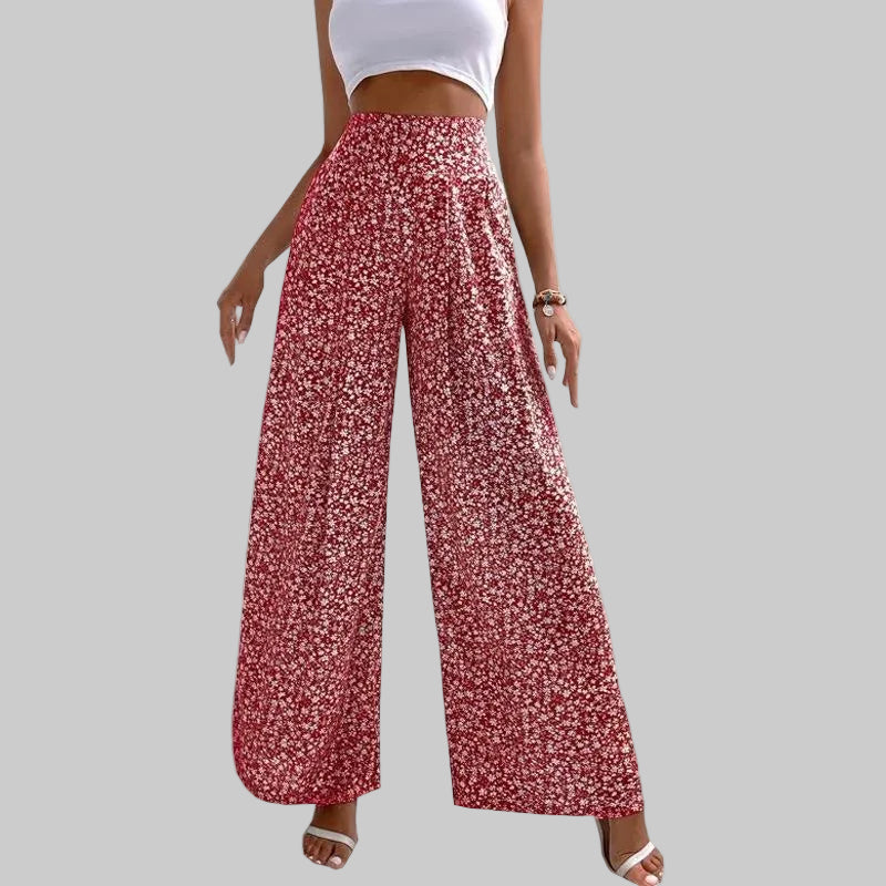 Pantalon décontracté à jambes larges fleuries Amelie Morin