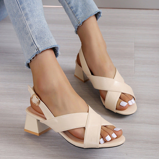 Chic Block Heel Sandals Elizabeth Ainsley Ankle Strap