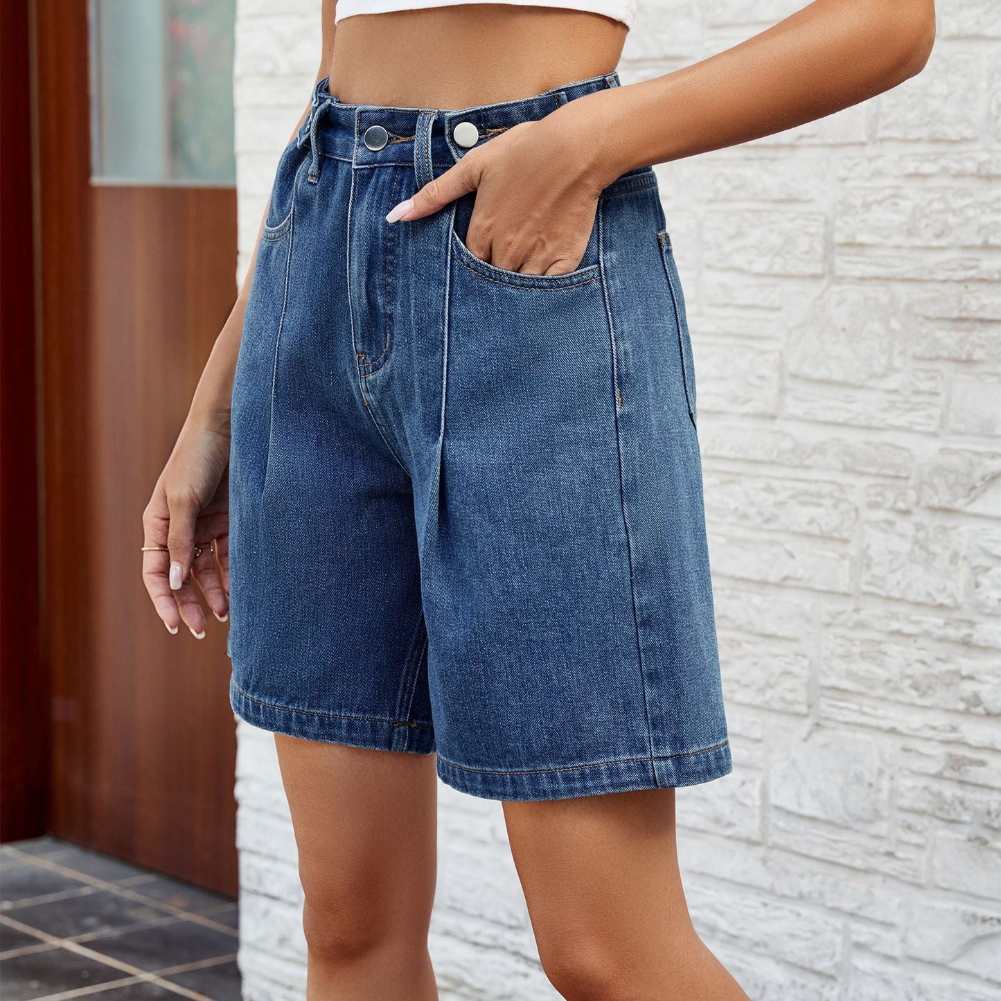 Short en jean à taille ajustable Amelie Morin pour femme
